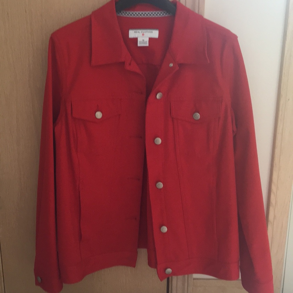 Red jean jacket